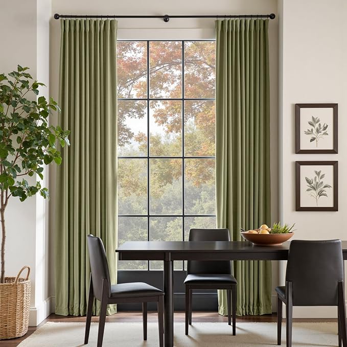 Lazzzy Velvet Blackout Curtains Thermal Insulated Room Window Drapes Super Soft Luxury Curtains for Living Room Bedroom Rod Pocket 2 Panels, Olive Sage, 42" W x 90" L