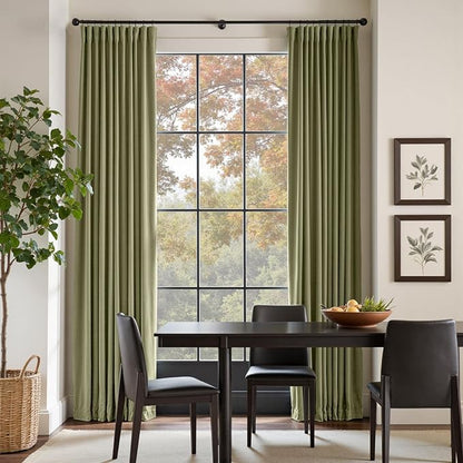 Lazzzy Velvet Blackout Curtains Thermal Insulated Room Window Drapes Super Soft Luxury Curtains for Living Room Bedroom Rod Pocket 2 Panels, Olive Sage, 52" W x 108" L