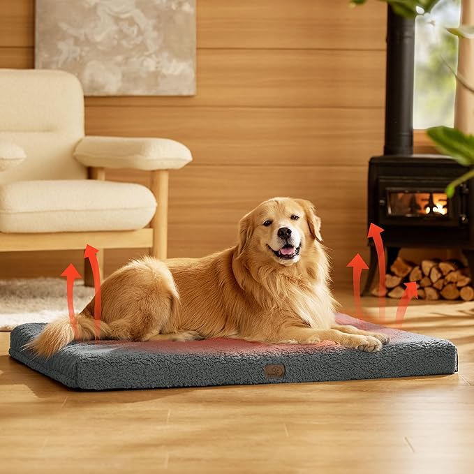 Bedsure Self Warming Dog Beds Large Sized Dog - Extra-Large Orthopedic Waterproof Puppy Bed with Removable Washable Cover, Egg Crate Foam Pet Mat, Suitable for Pet Up to 100 lbs-Mewly Pet