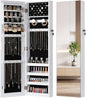 Nicetree Jewelry Armoire with Mirror, Wall/Door Mounted Jewelry Cabinet, Lockable Jewelry Organizer with Full-Length Mirror, Frameless Mirror with Storage, Black Lining