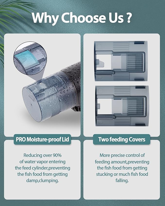 Automatic Fish Feeder Dispenser for Aquarium: 200ml Large Capacity Auto Feeders for Small Tank Turtle Betta Koi - Battery Food Feeding Timer for Flakes Pellet Vacation Weekend Day-Mewly Pet