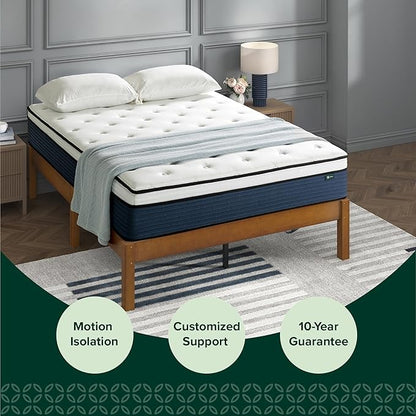 ZINUS 12 Inch Comfort Support Hybrid Mattress [New Version], Full, Fiberglass Free, Medium Plush, Motion Isolation, Certified Safe Foams & Fabric, Mattress in A Box