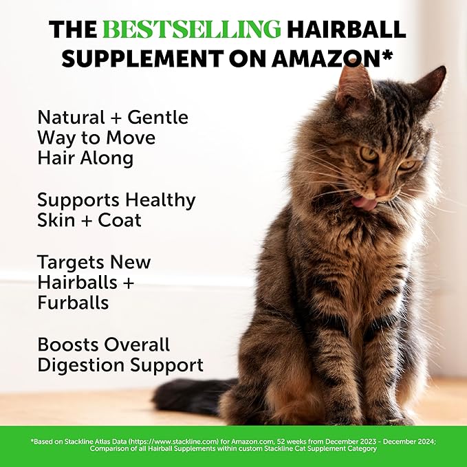 Cat Hairball Support Crunchy & Creamy Chews, Hairball Remedy Cat Treats, Furball Treatment, Supports Skin & Coat, Digestion, Vitamins & Hairball Medicine, Chicken (90-Day Supply)-Mewly Pet