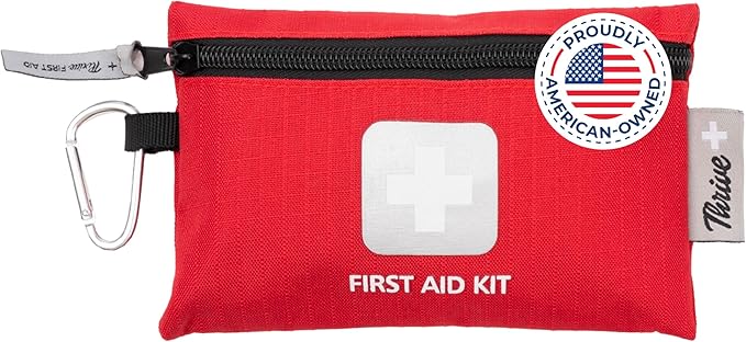 Thrive Mini Emergency Kit & First Aid Pouch - College Dorm Sick Kit - 66 Piece Set - Waterproof Rip-Stop Nylon Pouch with Multi-Size Bandages, Wipes & Safety Pins-Mewly Pet