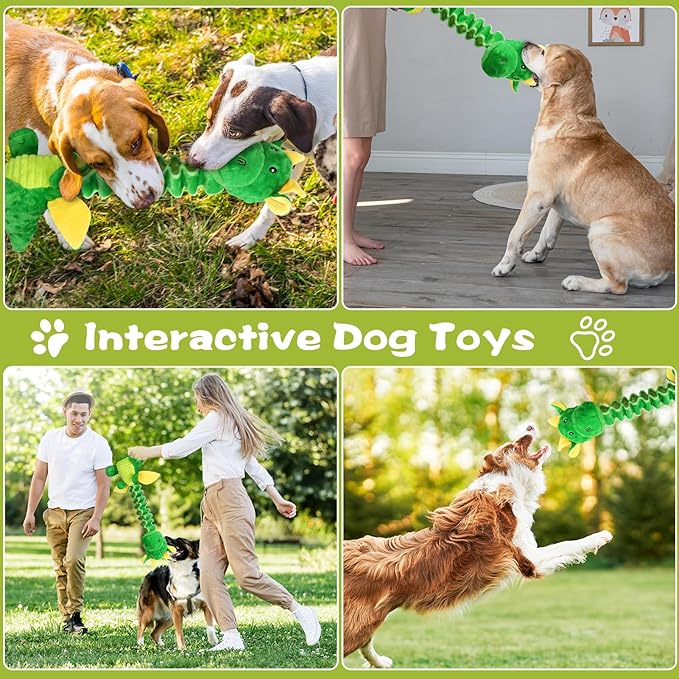 Large Squeaky Dog Toys, Tug-of-War Puppy Toys with Crinkle Paper, Stuffed Plush Animal Dog Toys to Keep Them Busy, Bonding Time Pet Toys for Small, Medium, Large Dogs-Mewly Pet