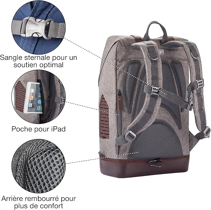 Kurgo Dog Carrier Backpack for Small Pets - Dogs & Cats | TSA Airline Approved | Cat | Hiking or Travel | Waterproof Bottom | G-Train | Ruck Sack | Heather Grey-Mewly Pet