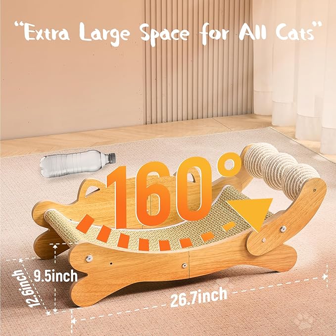 Cat Scratcher & Cats Scratch Pad with Sisal Ball – All-in-One Cats Couch Scratcher, Hammock, and Cat Bed for Indoor Cats, Wooden Cat Scratching Board Upgrade Edition-Mewly Pet