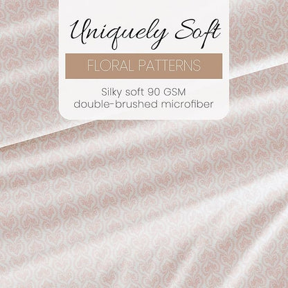 Linen Market Double-Brushed Patterned Microfiber California King Sheet Set 4 Piece – Oeko-TEX Certified Ultra Soft & Wrinkle-Free - 16" Deep Pocket Sheets Easy Care Cal-King Size - Classic in Pink
