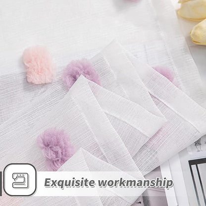 MYSKY HOME 95 Inch Curtains 2 Panels Living Room Rainbow Pom Pom Curtains for Bedroom Sliding Door Semi Sheer Boho Curtains Backdrops Dining Room Windows Drapes Rod Pocket 52 x 95 inch