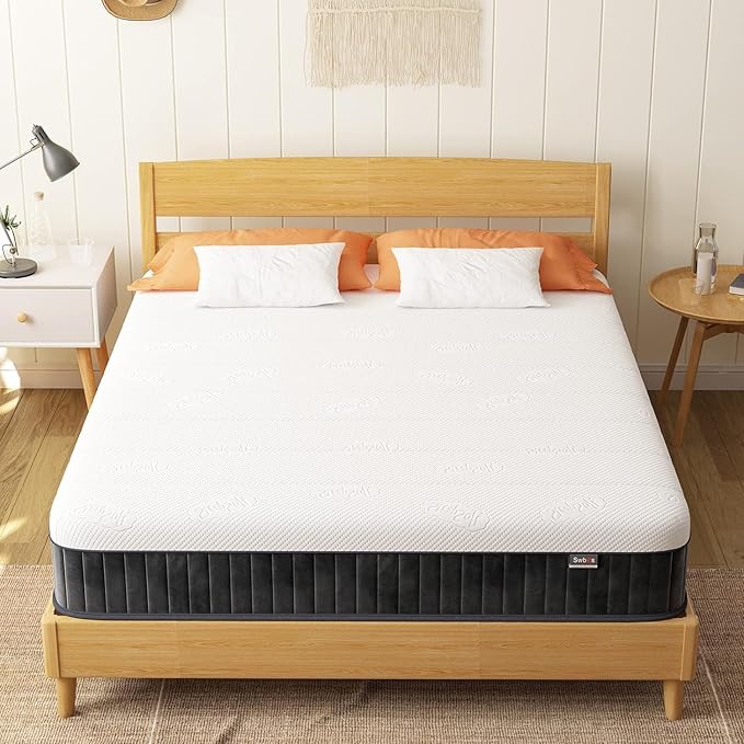 Swbvs Firm Queen Mattress, 12 Inch Memory Foam Firm Queen Mattress Size with Hybrid Queen Bed Mattress in a Box Pressure Relief &Queen Size Mattress