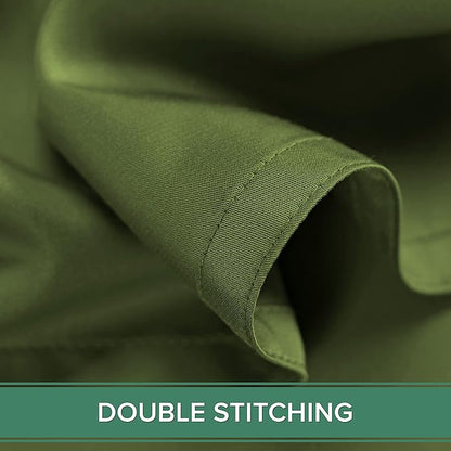 Queen Sheets by Pure Bamboo, Genuine 100% Organic Viscose Derived from Bamboo Bed Sheet Set, Luxuriously Soft & Cooling, Double Stitching, Lifetime Quality Promise (Queen, Pesto)