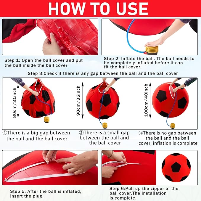 40inch Giant Herding Ball with Ball Cover Anti Burst Please Watch VCR for How to Inflation Horse Toys for Horses Stall Entertainment Play, Pump Included(Red Color,Stylish)-Mewly Pet