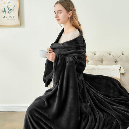 BEDELITE King Size Blanket for Bed, Luxury Plush Cozy Fuzzy Fleece Blanket 108x90 inches, Super Soft Warm Big Lightweight Throw Blanket All Seasons Suitable, Black