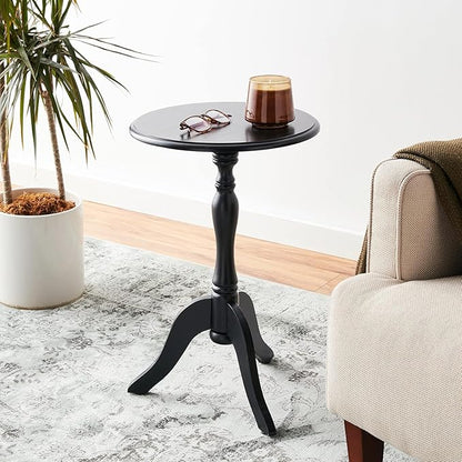 Decor Therapy Simplify Round Pedestal Accent Side Table, Chic & Compact MDF Furniture for Traditional Stylish Spaces - Black - (15" x 15" x 24")