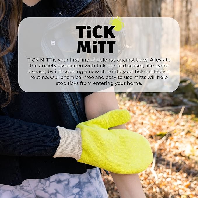Yellow Tick Removal Glove for Humans & Pets - Safely Remove Ticks Effortlessly, Chemical-Free, Durable, Portable Tick Management Tool for Outdoor Adventures & Everyday Use-Mewly Pet
