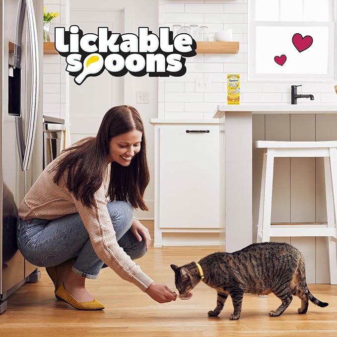 Temptations Lickable Spoons Adult Wet Cat Treat, Tasty Chicken and Cheesy Cheese Flavor, 4 Spoons, Pack of 24 (96 Total)-Mewly Pet