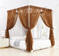 Akiky Canopy Bed Curtain with Lights Bed Drapes for Girls Adults Soft Bed Canopy Scarf for Bed Room Decoration (Full/Queen, Coffee)