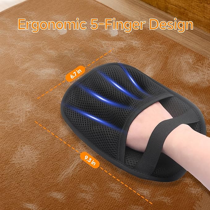 2-in-1 Pet Grooming Glove & Fabric Hair Remover - Reusabie, Silicone Massage Bristles,Static Adhesion for Quiuck Shedding Control,Safe for Dogs & Cats（Big）-Mewly Pet
