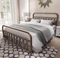 YALAXON Vintage Sturdy Queen Size Metal Bed Frame with Headboard and Footboard Basic Bed Frame No Box Spring Needed，Antique Brown.