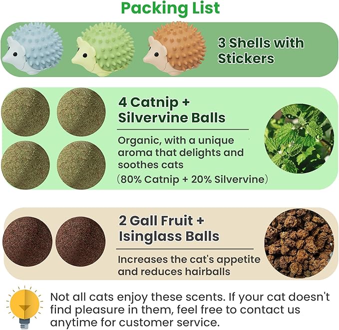 6 Pcs Catnip Ball Toys with Rubbing Shell, Lickable Roller Catnip Toys for Cats Chew, Edible and Refillable Kitten Toys, Teeth Cleaning Dental Indoor Cat Treats Toys, 3 Shells 6 Balls-Mewly Pet