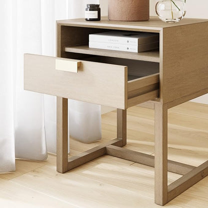 Nathan James Luke Modern Nightstand Side Accent or End Table with Storage Drawer, 1, Light Brown