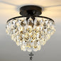 YYJLX Indoor Motion Sensor Ceiling Light Fixture Modern Cryatal Semi Flush Mount Ceiling Light Black Ovrehead Light Fixture for Porch Hallway Front Entryway Kitchen Hall Garage.