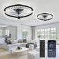 LEDIARY 2 Pack 20 Inch Low Profile Ceiling Fan with Lights and Remote, Dimmable Fandelier Ceiling Fans, Black Modern Flush Mount Ceiling Fan with 3 Color Temperature Change and 6 Speeds