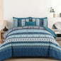 Boho Comforter Set King Size 8 Pieces, Teal Blue Comforter Bohemian Striped Bed in A Bag, Soft Microfiber Bedding Set for All Seasons