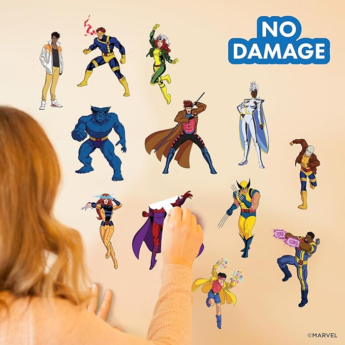 Marvel X-Men Wall Decals - Set of 12 Wall Stickers Wolverine Cyclops Storm Rogue Vinyl Stickers for Bedroom Bathroom Decor - Peel and Stick Room Decorations