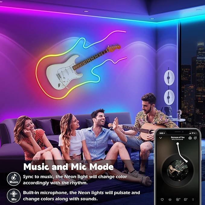 AILBTON 32.8Ft Neon Rope Lights,Flexible Led Rope Lights Control with App/Remote,Multiple Modes Rope Lights,IP65 Outdoor RGB Led Neon Light Waterproof,Music Sync Gaming