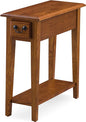 Leick Home Haven Ridge End Table, Solid Wood, 1 Storage Drawer, Bottom Display Shelf, Narrow, Easy-Assembly, Medium Oak, 24.0 in. L x 10.0 in. W x 24.0 in. H, 9017-MED