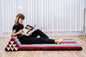 Leewadee 3-Fold Mat XXL with Triangle Cushion – Firm TV Pillow, Foldable Mattress with Cushion Made of Kapok, 67 x 31 inches, Blue Red