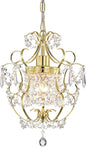 Small Crystal Chandelier for Bedroom, 90% Pre-Assembled 1 Light Gold Chandelier, Mini Acrylic Crystal Ceiling Light Fixture Charming for Girls Room, Closet, Bathroom, Entryway, Dining Room