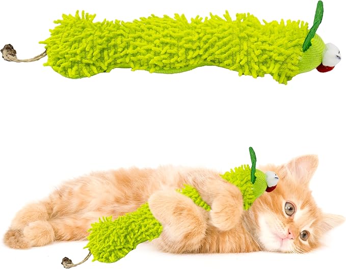 1 Pack Catnip Toys, Soft Cat Pillows Toys, Kitten Caterpillar Catnip Toys,Indoor Interactive Cat Kicker Toys for All Age Cat-Mewly Pet