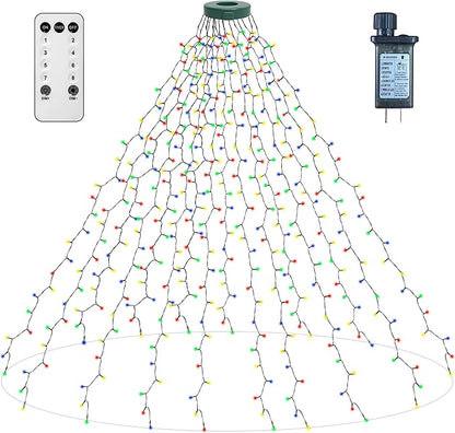 aneeway 400 LED Christmas Tree Lights, Christmas Lights with 8 Light Modes & Memory Function, 6.6FT x 16 String Light with Timing Function & Remote Control for Xmas Ornaments - Multicolor