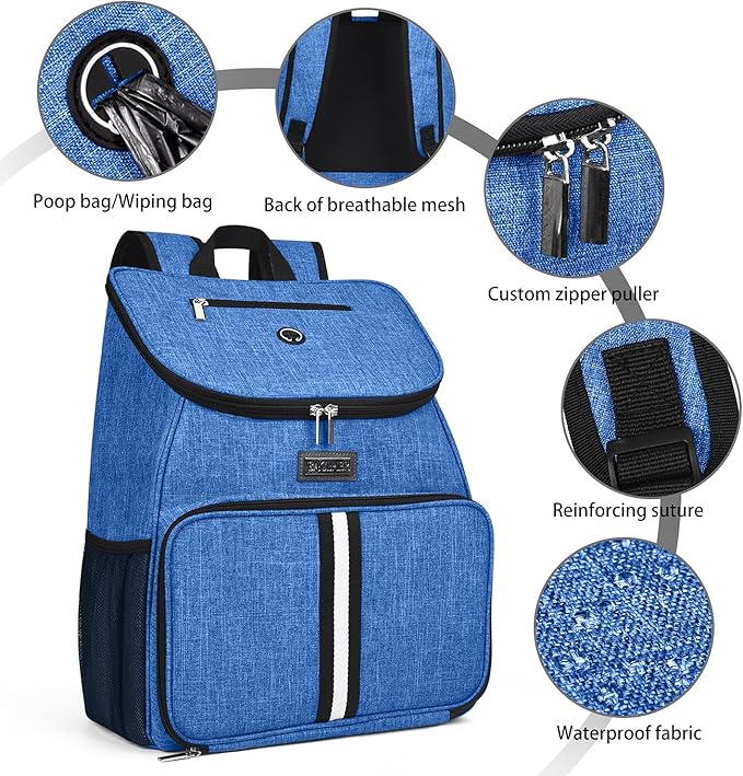 BAGLHER丨Dog Travel Bag, Airline Approved Pet Supplies Backpack, Dog Travel Backpack with 2 Silicone Collapsible Bowls and 2 Food Baskets-Mewly Pet