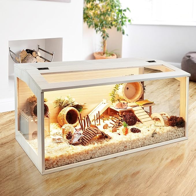 Prolee Hamster Cage Chew Proof, Mice and Rat Habitat Openable Top with Acrylic Sheets, Hamster Habitat Solid Built (32”L x 16" W x 16" H)-Mewly Pet