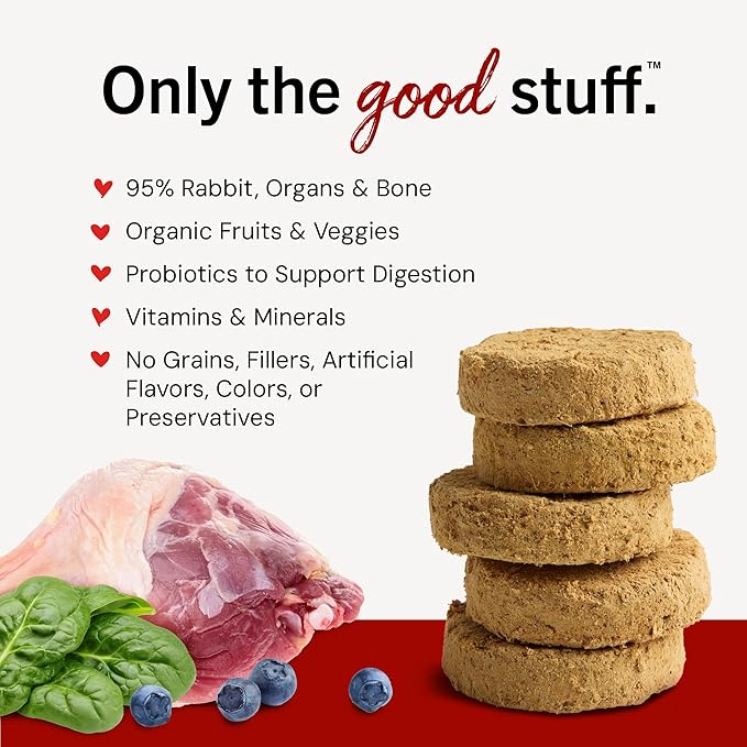 Stella & Chewy's Freeze-Dried Raw Dinner Patties - Absolutely Rabbit Recipe - High Protein Grain-Free Puppy & Dog Food - Perfect For Picky Eaters - 14 oz-Mewly Pet