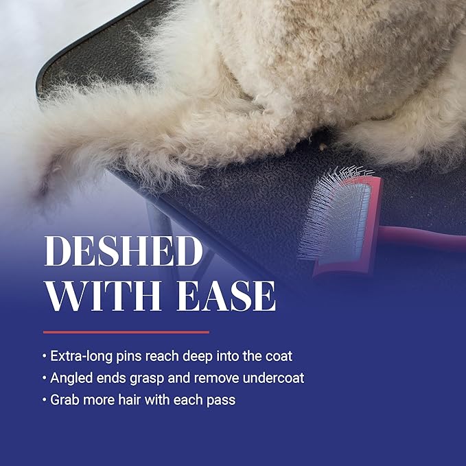 Chris Christensen Big G Dog Slicker Brush, Groom Like a Professional, Fluff Detangle Style, Saves Time Energy, Made in Germany, Coral, Medium-Mewly Pet