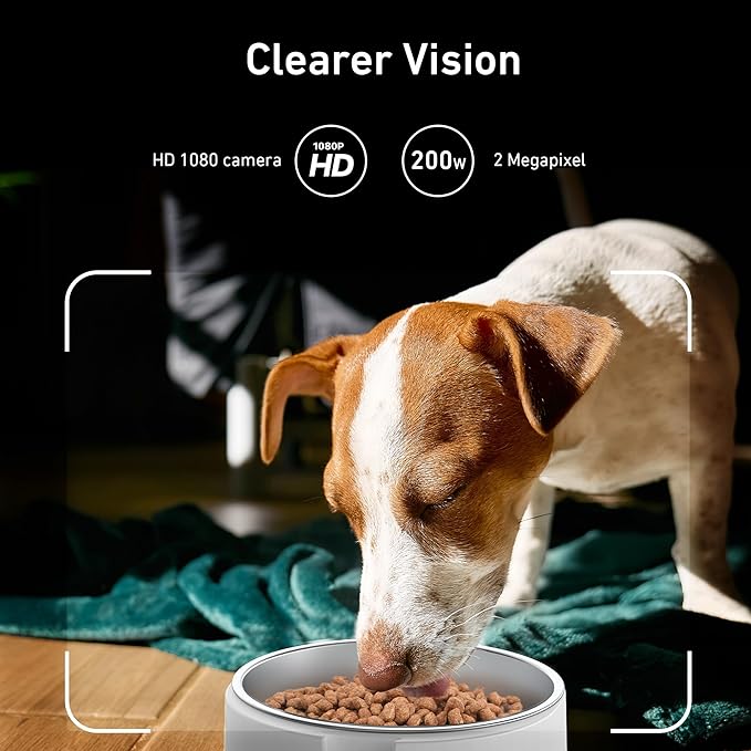 Automatic Dog & Cat Feeder with Camera & WiFi – 8L/34 Cups, 1080P Night Vision, 2.4 & 5G WiFi, 2-Way Talk, 10s Voice Recording, Timed Food Dispenser, Up to 99 Portions, 15 Meals Per Day-Mewly Pet