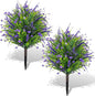 Artificial Boxwood Topiary Ball Trees with Ground Spikes UV Resistant Faux Greenery Shrubs Fake Shrubs for Outdoors, Realistic Faux Plants Bushes for Garden Porch Yard Patio Decor (Purple Flower)