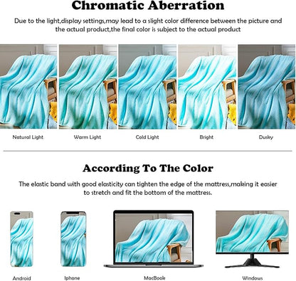 NEWCOSPLAY Super Soft Twin Blanket Turquoise Premium Silky Flannel Fleece Leaves Pattern Lightweight Bed Blanket All Season Use (Turquoise, Twin(60"x80"))