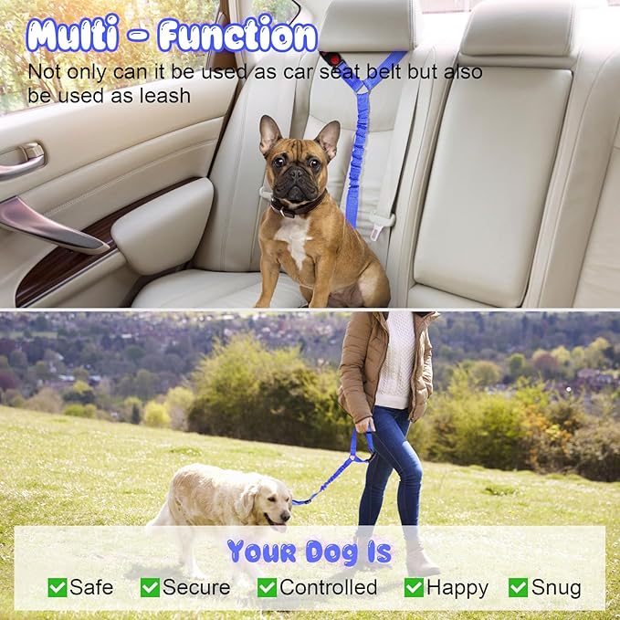 BWOGUE Pet Dog Cat Seat Belts, Car Headrest Restraint Adjustable Safety Leads Vehicle Seatbelt Harness (1 Pack)-Mewly Pet