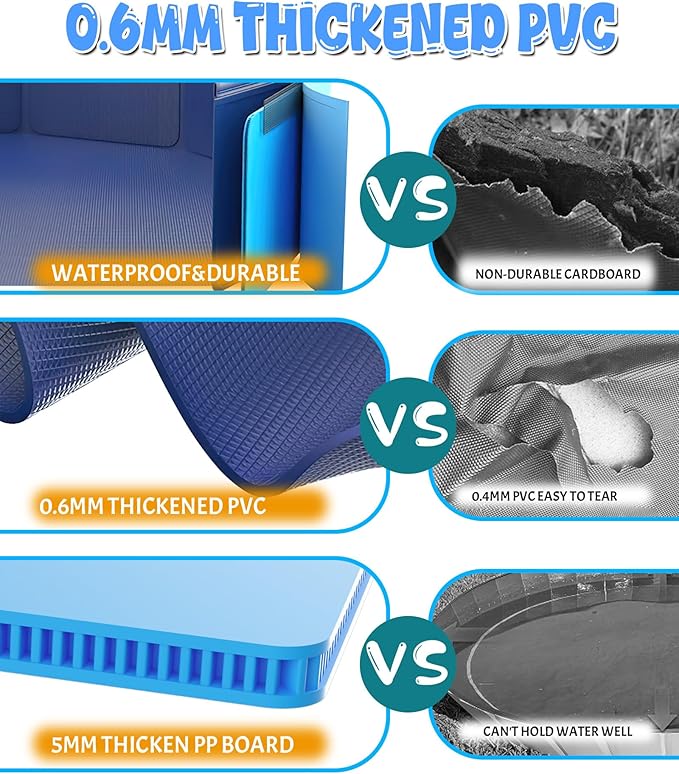 Large Foldable Dog Pool 87"x16", Hyperzoo Oversize Foldable Dog Swimming Pool, Hard Plastic PVC Leakproof Doggie Wading Collapsible Pet Bathing Tub for Puppy Small Medium Large Dogs and Kids, Blue-Mewly Pet