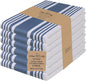 Urban Villa Kitchen Towels 100% Cotton Pack of 6, Highly Absorbent Quick Drying Super Soft Premium Dish Towels for Kitchen with Hanging Loop Hand & Tea Towels - 20x30 Inch, (Blue & White, Striped)