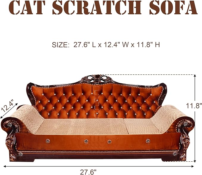 Sofa-Shaped Cat Scratching Couch & Lounge Bed - Thick Cardboard Cat Scratcher Pad (27.6" L x 12.4" W x 11.8" H)-Mewly Pet