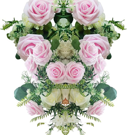 Artificial Flowers 25pcs Fake Roses, Baby Pink Foam Rose Faux Flower for DIY Wedding Bouquets Bridal Shower Centerpieces Floral Arrangements Home Decorations Party Backdrops Table