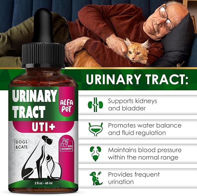Сat Urinary Tract Infection Treatment with Cranberry – Dog UTI Treatment to Care for Bladder – Cat UTI Treatment for Kidneys – Preventive Support for Renal Health in Drops – 2 Oz-Mewly Pet