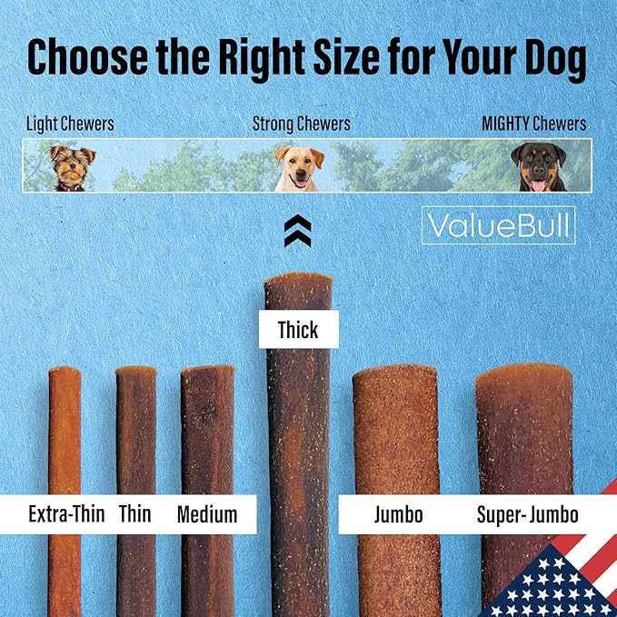 ValueBull USA Collagen Sticks for Dogs, 6 Inch Thick Chews, Natural Long-Lasting Dog Treats, 100 Count Bulk Pack - Promotes Joint, Skin & Coat Health with Glucosamine and Chondroitin-Mewly Pet