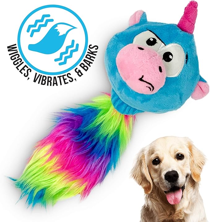 Hyper Pet Doggie Pal Unicorn Interactive Plush Dog Toys (Wiggles, Vibrates, and Barks – Dog Toys for Boredom and Stimulating Play)-Mewly Pet